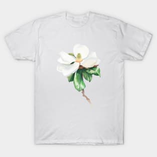 White magnolia watercolor art T-Shirt